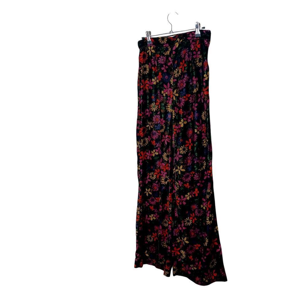 Urban Outfitters Palazzo Floral print Black Boho Flared leg High Rise Waist SZ 2 - Picture 4 of 14